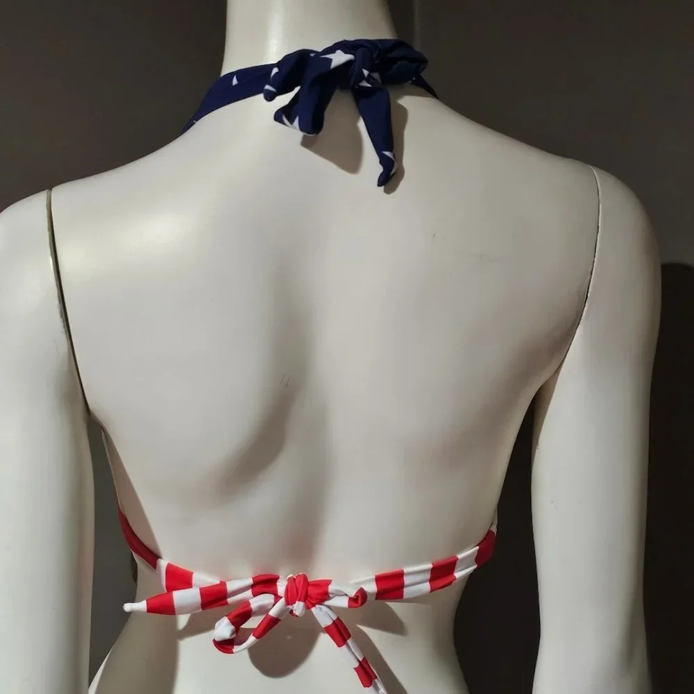 California Waves Classic Stars and Stripes Strappy Underwire Bikini Top - Picture 4 of 8